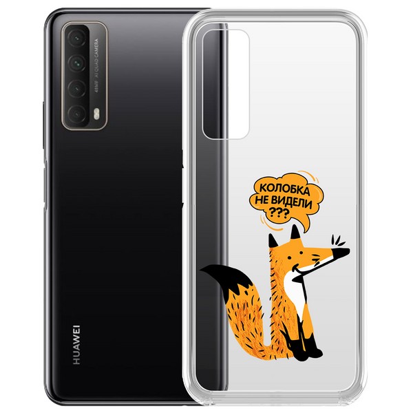 фото Чехол-накладка krutoff clear case "лиса" для huawei p smart 2021