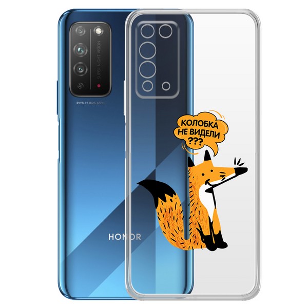 фото Чехол-накладка krutoff clear case "лиса" для honor x10