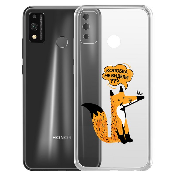 фото Чехол-накладка krutoff clear case "лиса" для honor 9x lite