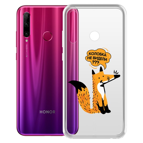 фото Чехол-накладка krutoff clear case "лиса" для honor 10i