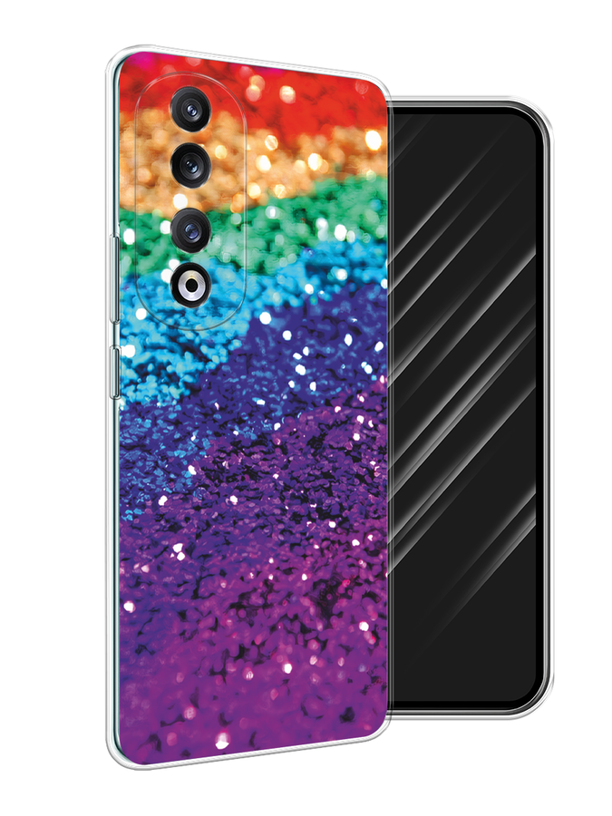 

Чехол Awog на Honor 90 Pro "Блестящая радуга рисунок", Разноцветный