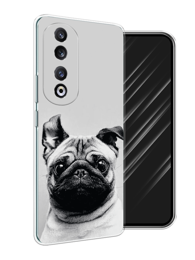 

Чехол Awog на Honor 90 Pro "Ушастый мопс", Серый