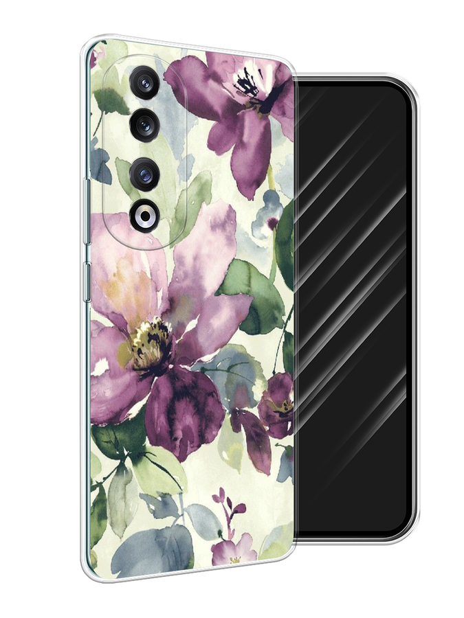 

Чехол Awog на Honor 90 Pro "Сиреневые цветы-акварель", Фиолетовый