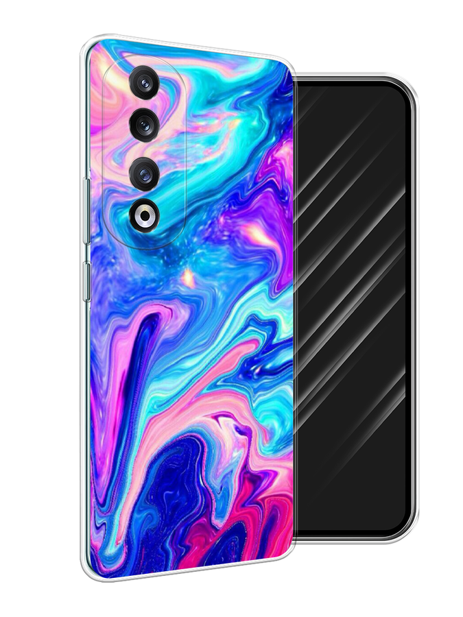 

Чехол Awog на Honor 90 Pro "Потеки краски", Розовый