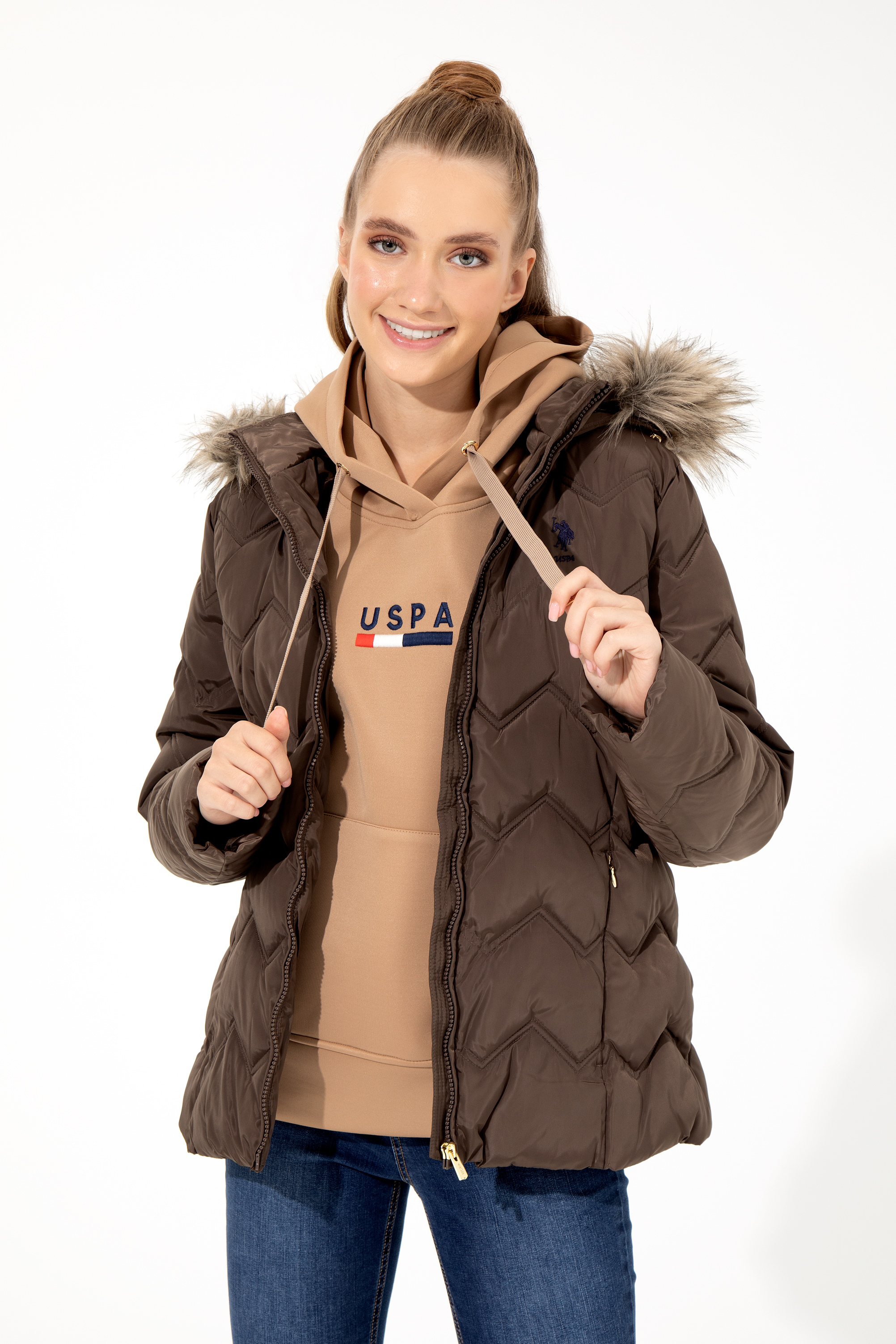 

Куртка женская U.S. POLO Assn. G082GL0MS0GOW22K коричневая 36, Коричневый, G082GL0MS0GOW22K
