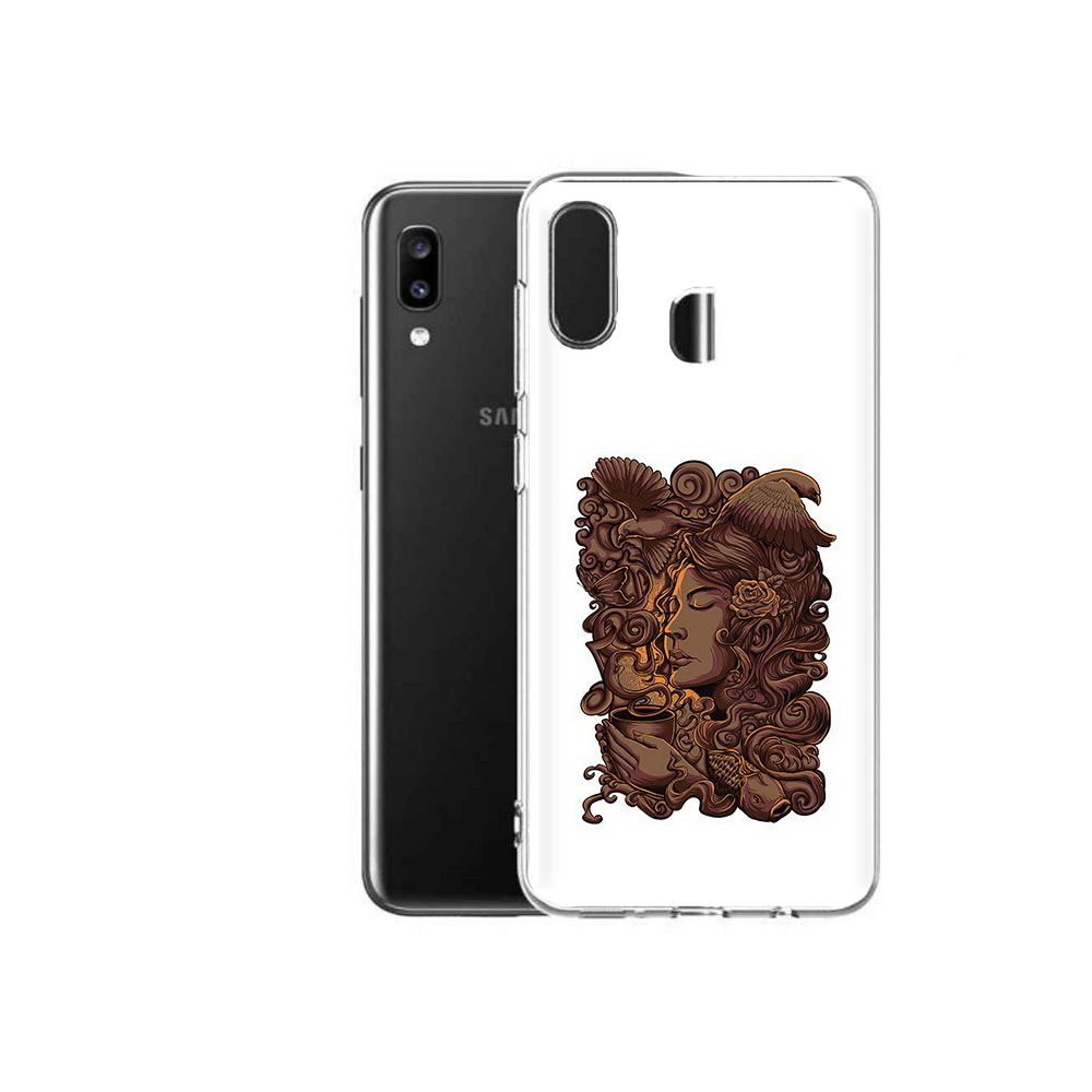 

Чехол MyPads Tocco для Samsung Galaxy A20 девушка с длинными волосами абстракция, Прозрачный, Tocco