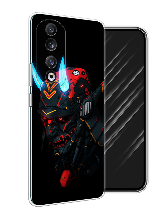 

Чехол Awog на Honor 90 Pro "Неоновый самурай", Черный;красный;голубой