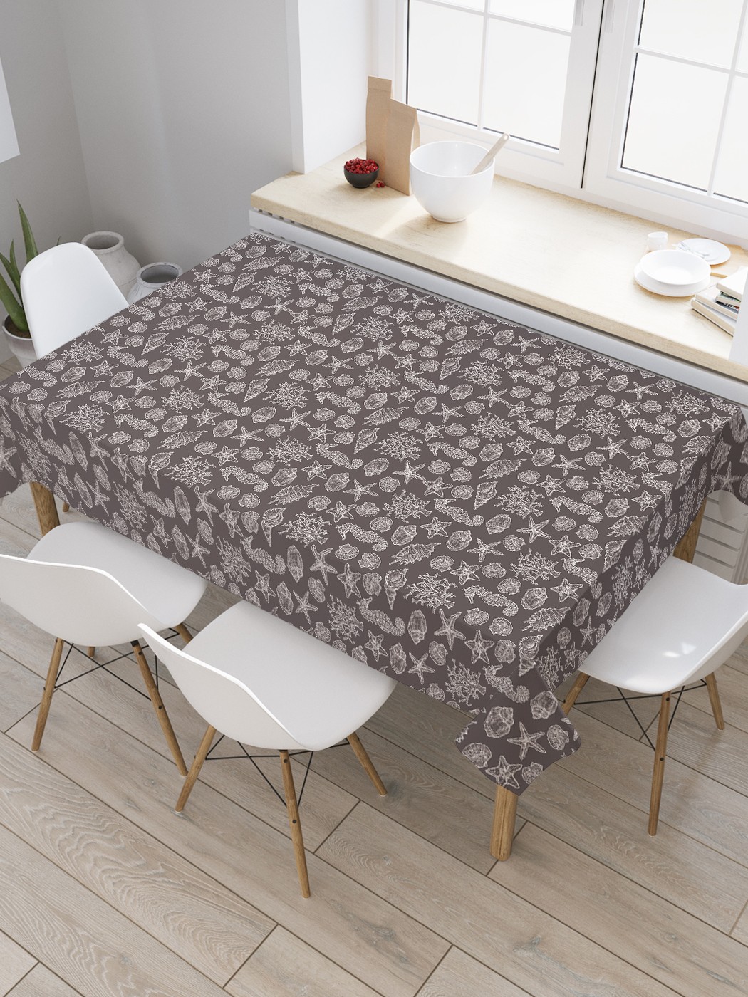 

Скатерть прямоугольная JoyArty "Морская звезда и кораллы" из сатена, 120x145 см, Коричневый, Морская звезда и кораллы