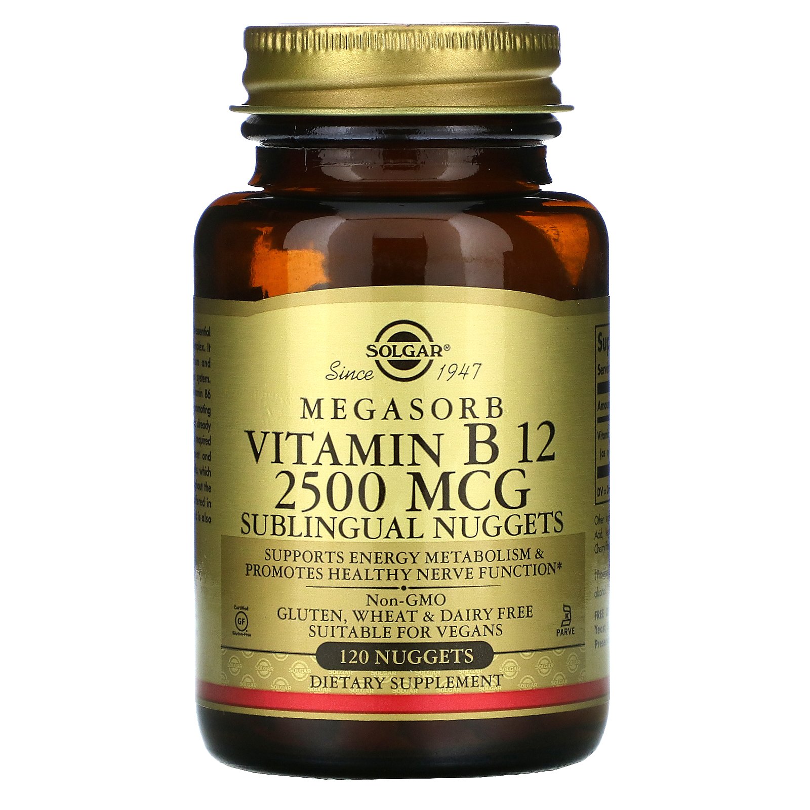 

Витамин Solgar Vitamin B12 2500 mcg Nuggets, 120 пастилок