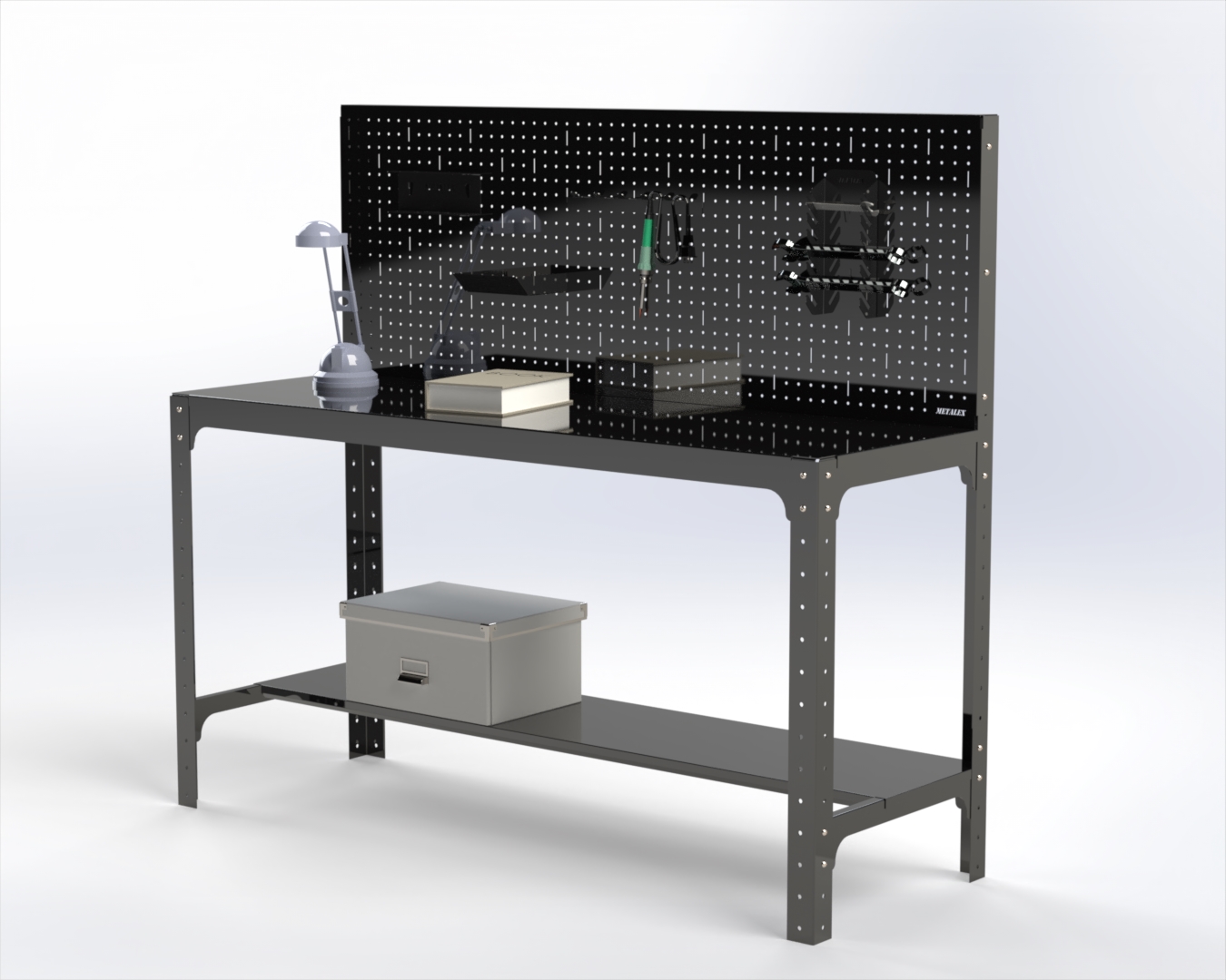 

Стол металлический Metalex серия KIT 750х1500х400 + перфопанель (черный)