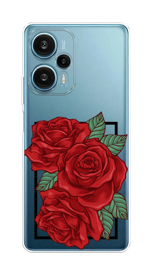 

Чехол на Xiaomi Redmi Note 12 Turbo "Три алые розы", Красный, 318450-2
