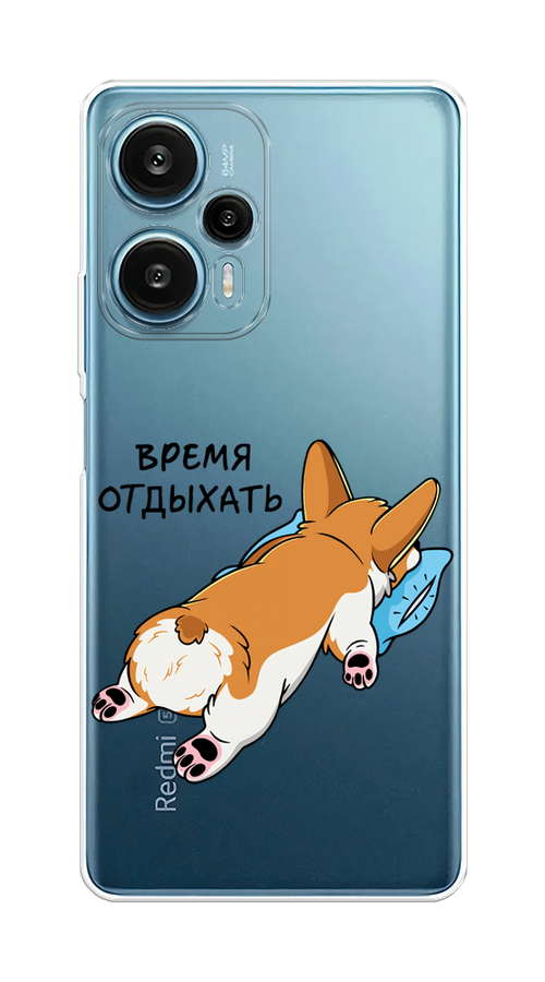 

Чехол на Xiaomi Redmi Note 12 Turbo "Корги отдыхает", Черный;коричневый;голубой, 318450-1