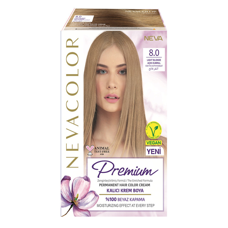 Крем-краска для волос Neva Premium стойкая 8.0 Светло-коричневый