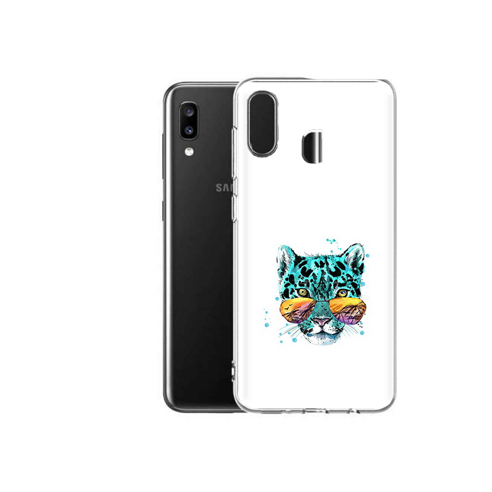 

Чехол MyPads Tocco для Samsung Galaxy A20 голубой лео, Прозрачный, Tocco