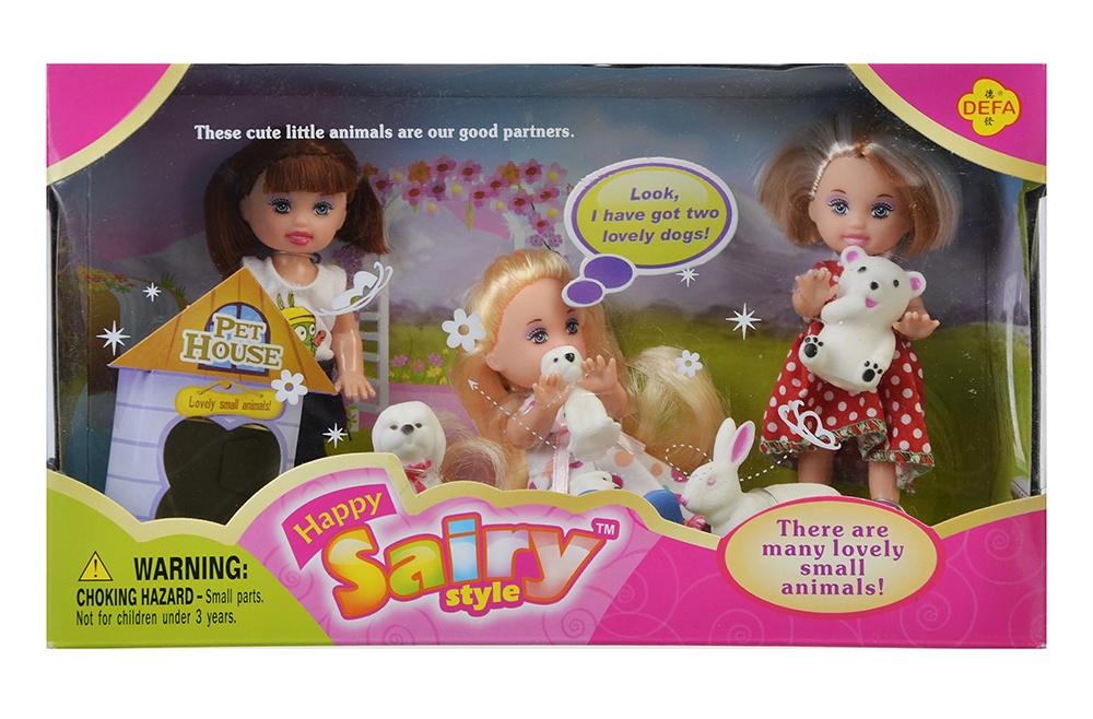 фото Набор кукол defa lucy, 3 куклы + домашние питомцы, в коробке 6023