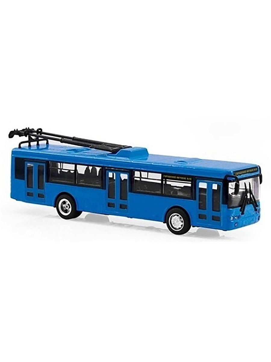 фото Троллейбус play smart автопарк, синий, 1/72, инерционный 6407e playsmart