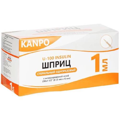 

Канпо шприц инсулиновый 1мл №10 u-100 3-х комп 29g 0,33х13мм, Прозрачный