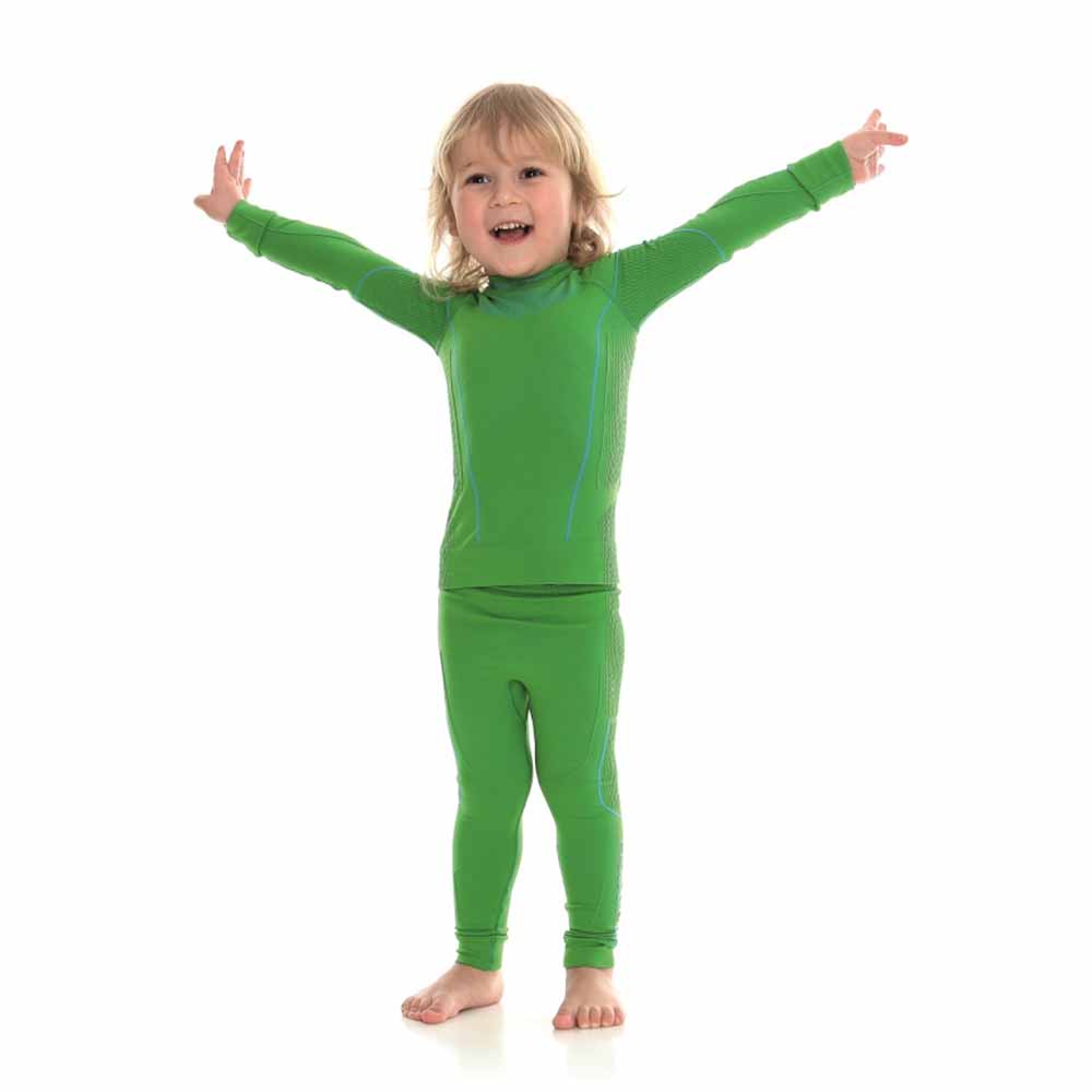 Термобелье детское для мальчиков Brubeck футболка с длинным рукавом THERMO зеленая 92-98