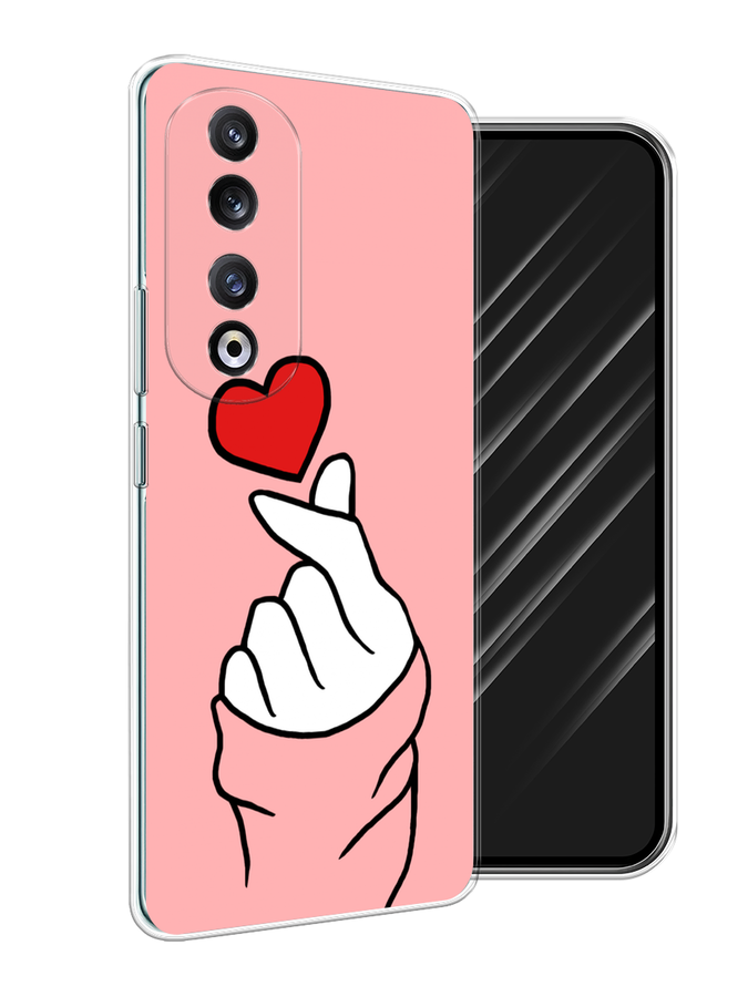 

Чехол Awog на Honor 90 Pro "Милое сердечко", Белый;красный;черный