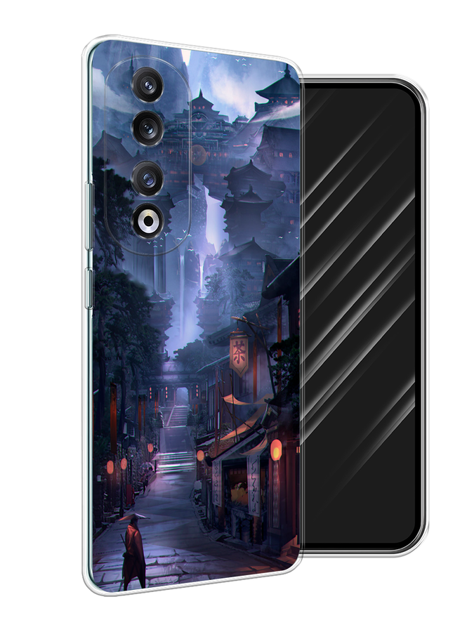 

Чехол Awog на Honor 90 Pro "Одинокий самурай", Синий;черный;коричневый