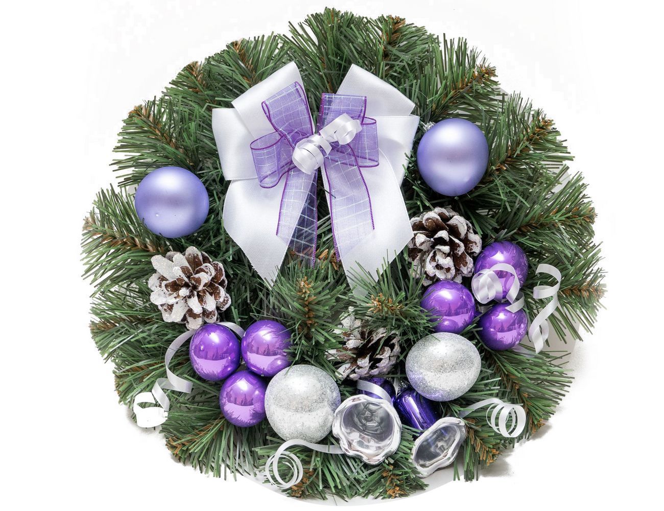 Новогодний венок Елочка лесной этюд С 919-фиолетовый 25 см