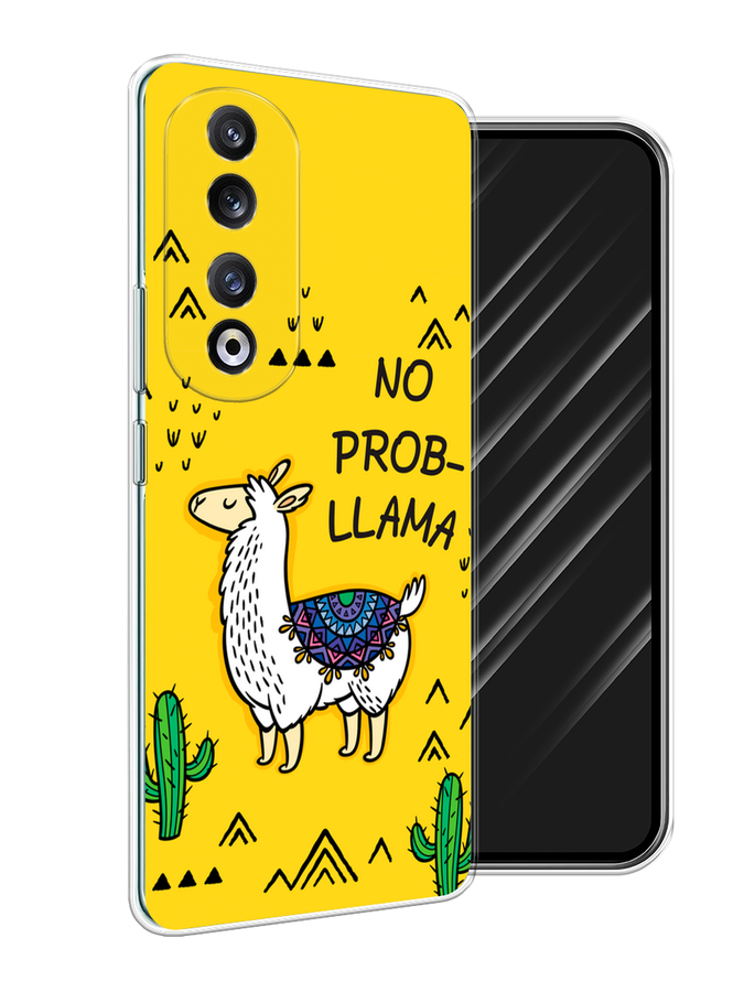 

Чехол Awog на Honor 90 Pro "No probLLama", Желтый;черный;синий