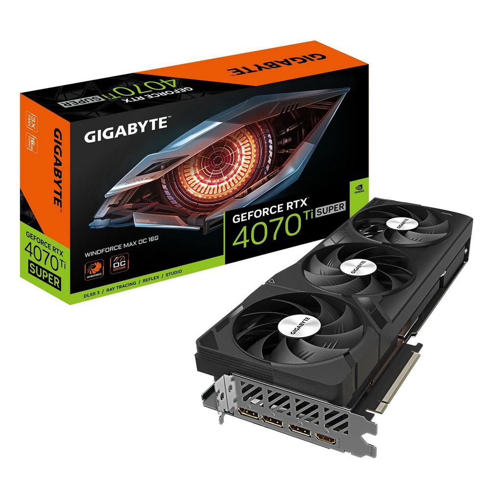 

Видеокарта GIGABYTE NVIDIA RTX 4070 Ti SUPER WINDFORCE MAX OC (GV-N407TSWF3MAX OC-16GD), GeForce RTX 4070 Ti SUPER WINDFORCE MAX OC