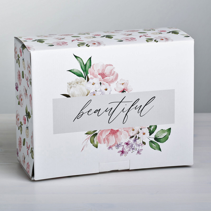 

Коробка сборная Дарите Счастье Beautiful 30 x 23 x 12 см, Белый