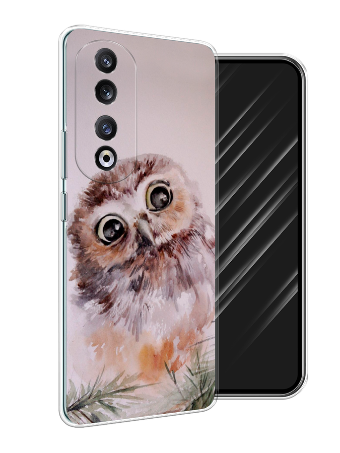 

Чехол Awog на Honor 90 Pro "Сова на розовом", Розовый;коричневый