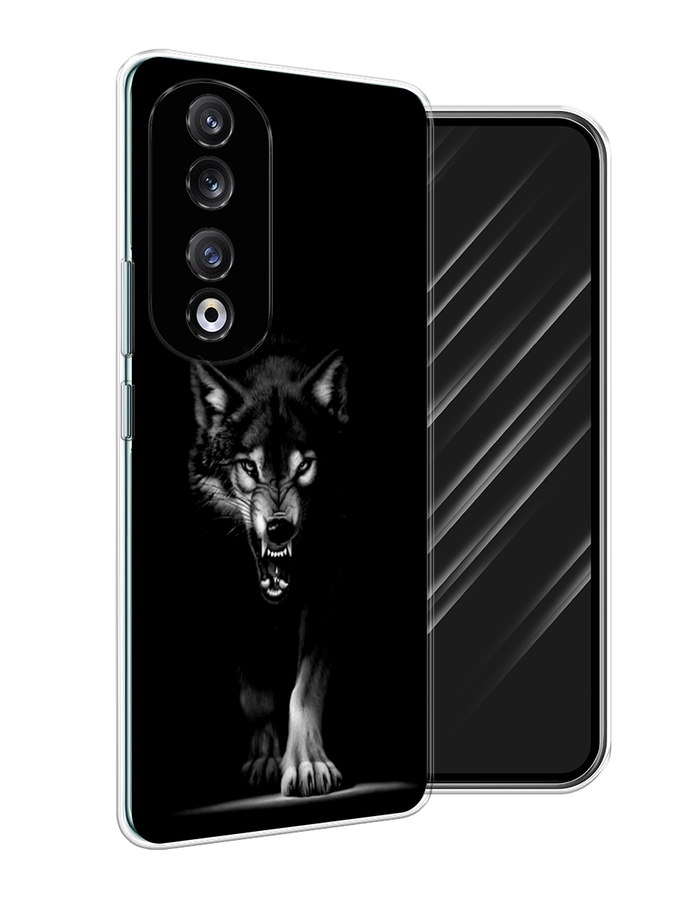 

Чехол Awog на Honor 90 Pro "Волк выходит из ночи", Серый;черный;белый