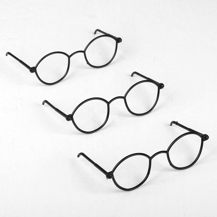 Очки для игрушек, набор 3 шт., цвет чёрный очки для плавания atemi n301 силикон чёрный золото