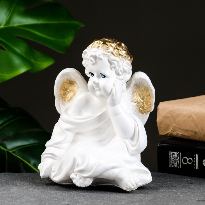 

Фигура "Ангел сидя" перламутр 18х14х12см, Белый