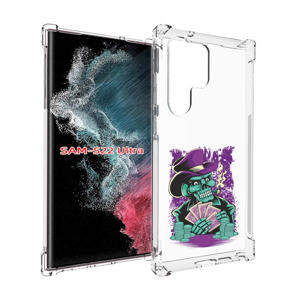 

Чехол MyPads зеленый череп с картами для Samsung Galaxy S23 Ultra, Прозрачный, Tocco