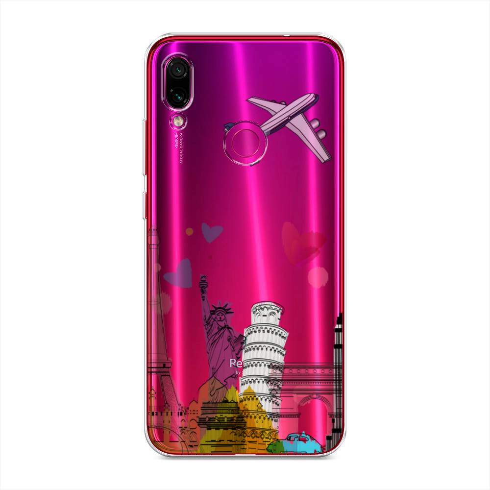 фото Силиконовый чехол "самолет путешествий" на xiaomi redmi note 7 awog