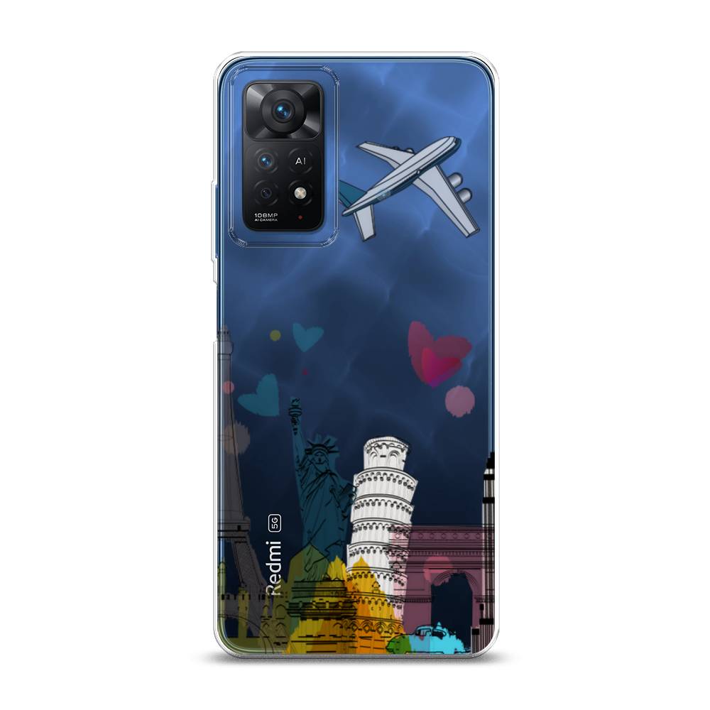 фото Силиконовый чехол "самолет путешествий" на xiaomi redmi note 11e pro awog