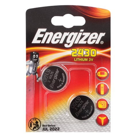 

Батарейки ENERGIZER, CR 2430, литиевые, КОМПЛЕКТ 2 шт., в блистере, E300830301
