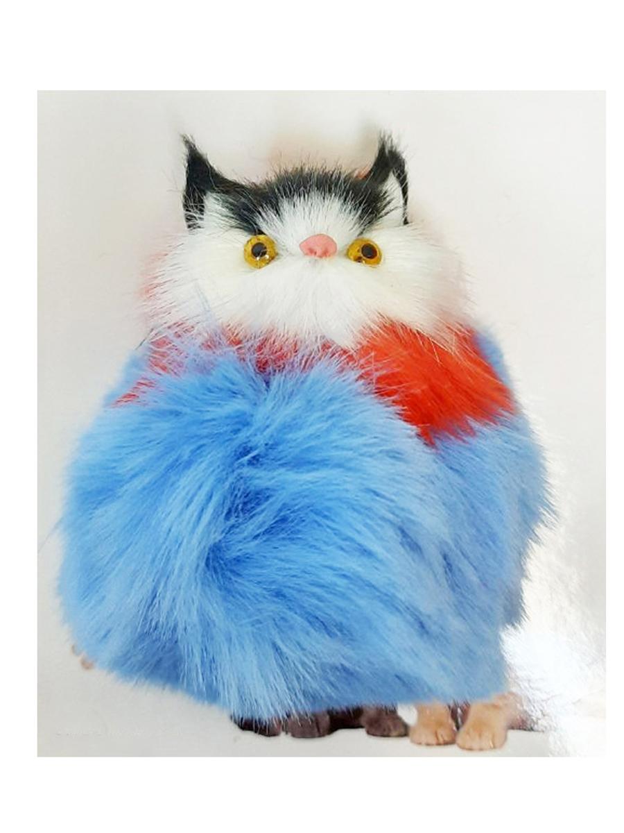фото Игрушка для кошек ripoma кошечка голубая с синим воротником и рыжими ушами