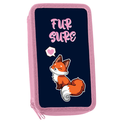 

Пенал ЮНЛАНДИЯ, 2 отделения, полиэстер, 19х11 см, "Nice fox", 271022, Синий