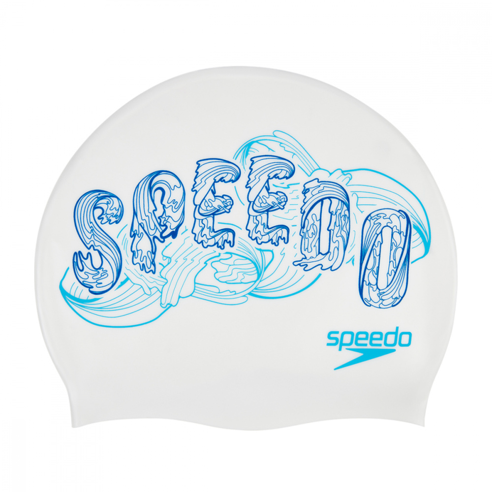 

SPEEDO Slogan Print Cap шапочка (C618) бел/гол, Белый;голубой, Slogan print cap