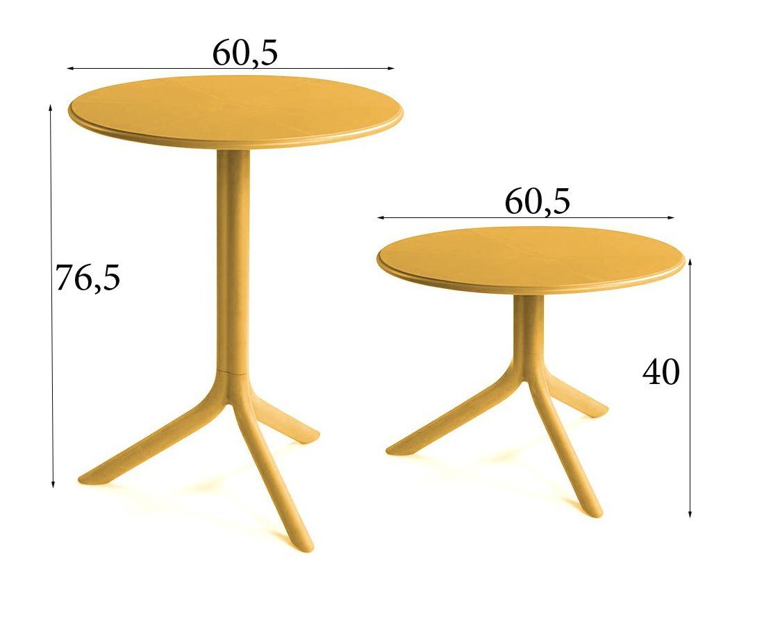 Обеденный стол Nardi Spritz + Spritz Mini горчичный 60х60х76 см