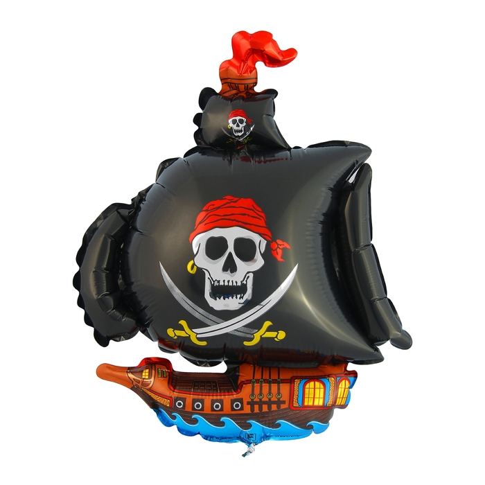 Шар Flexmetal фольгированный 30 Корабль пиратский, цвет чёрный 1268103