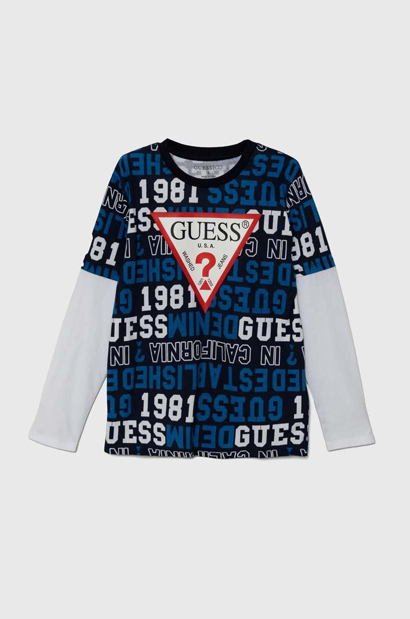 

Лонгслив детский для мальчиков Guess L4YI05K8HM3 синий 7, L4YI05K8HM3