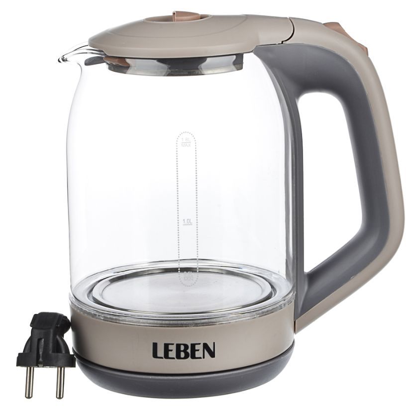 Чайник электрический LEBEN 291-086 1.7 л Transparent, Beige, Gray