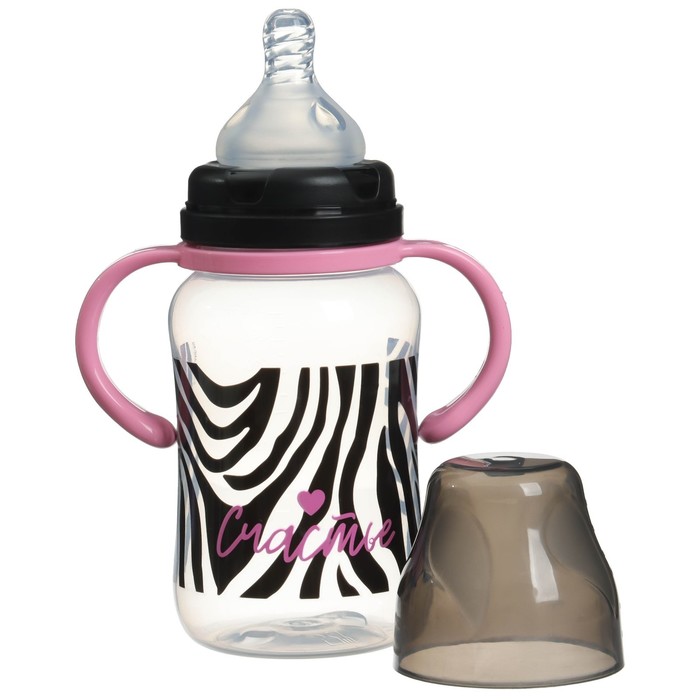 Бутылочка для кормления Mum&Baby Animal 10328446, широкое горло, с ручками, 270 мл бутылочка для кормления широкое горло 270 мл бирюзовый розовый