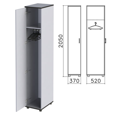 фото Шкаф для одежды "монолит", 370х520х2050 мм, цвет серый, шм52.11