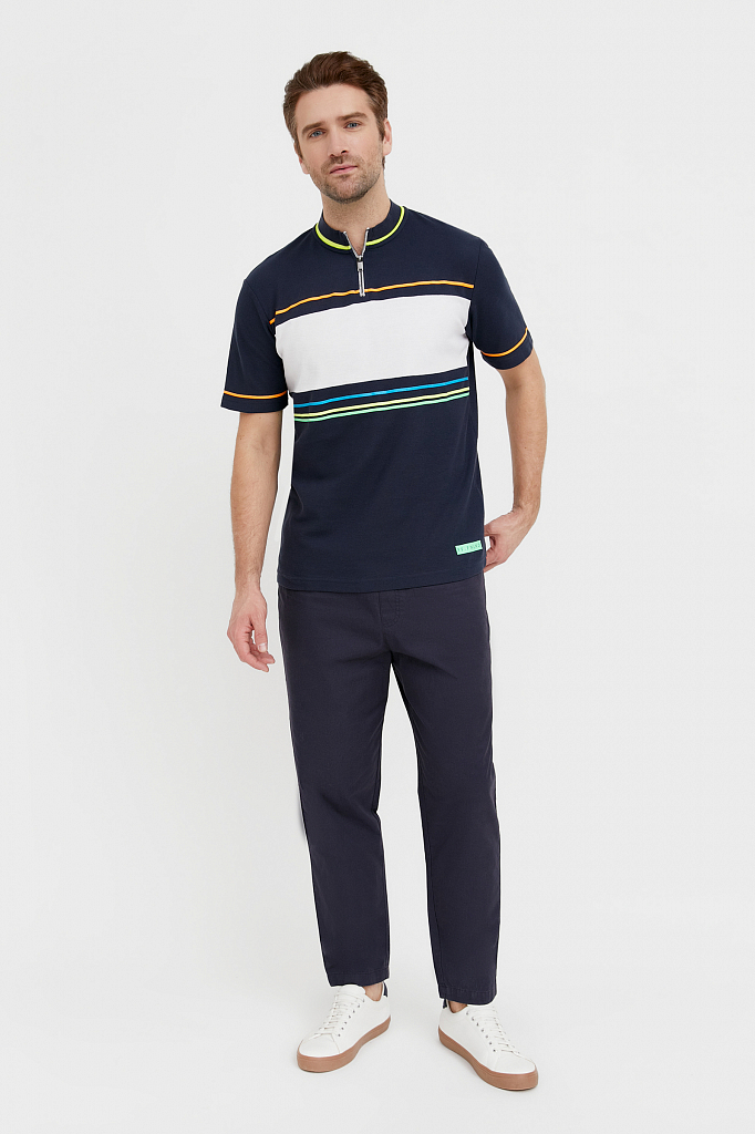 

Футболка-поло мужская B21-42019 Finn Flare синяя 3XL, B21-42019