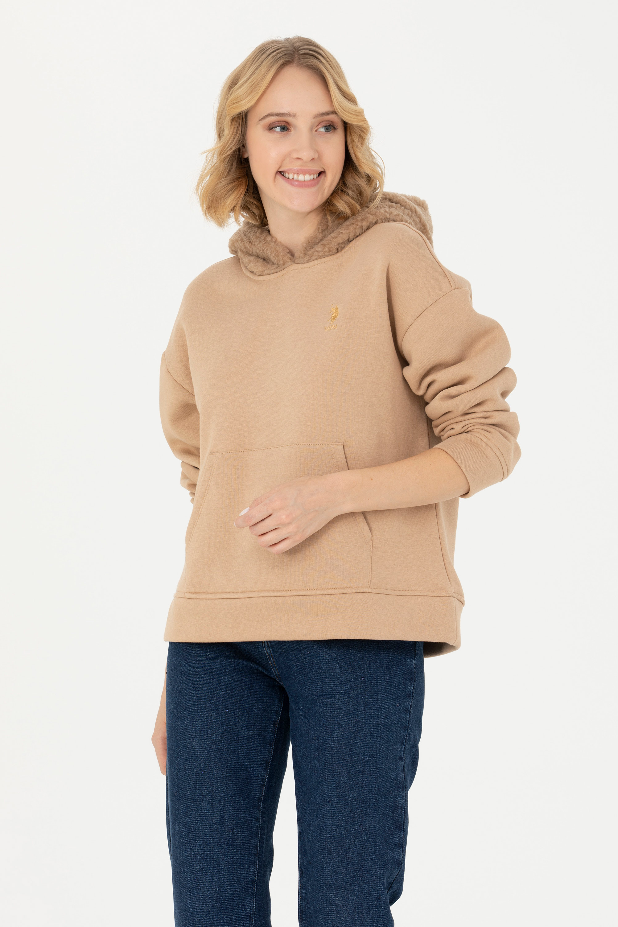 Худи женское US POLO Assn G082SZ0820NADI бежевое XL 5520₽