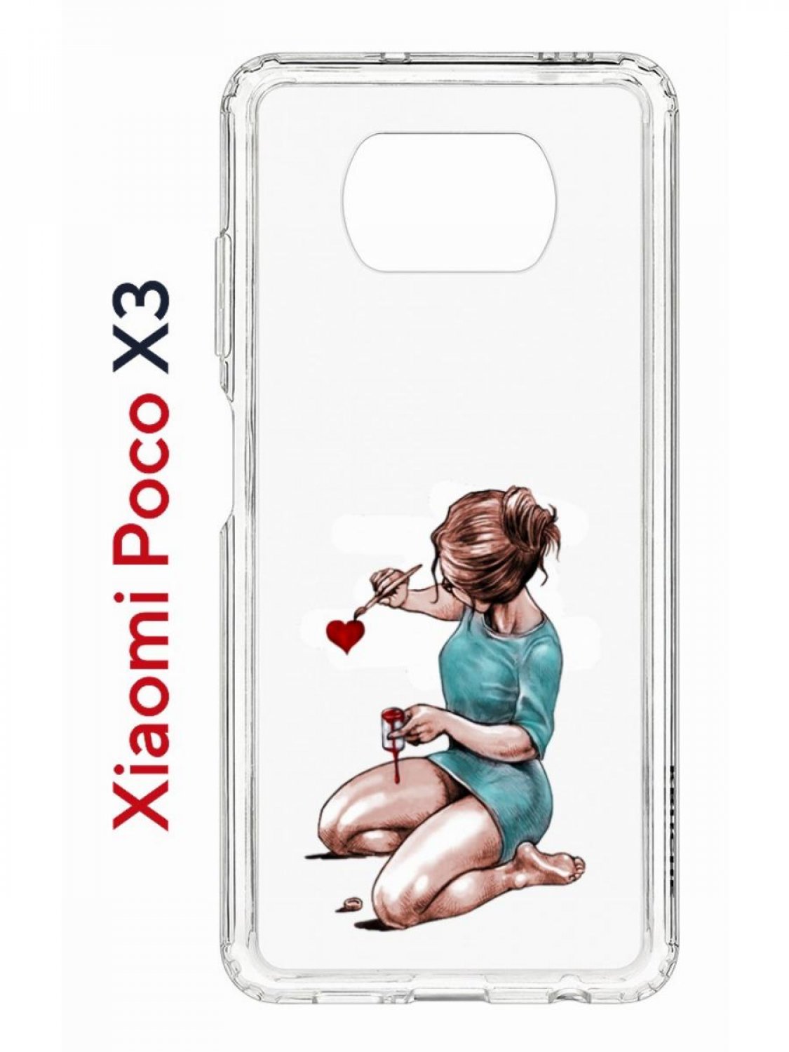 Чехол на Xiaomi Poco X3/X3 Pro Kruche Print Рисуя любовь,противоударный бампер с принтом