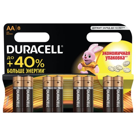 

Батарейки DURACELL Basic, AA (LR06, 15А), алкалиновые, КОМПЛЕКТ 8 шт., в блистере, Duracell-4
