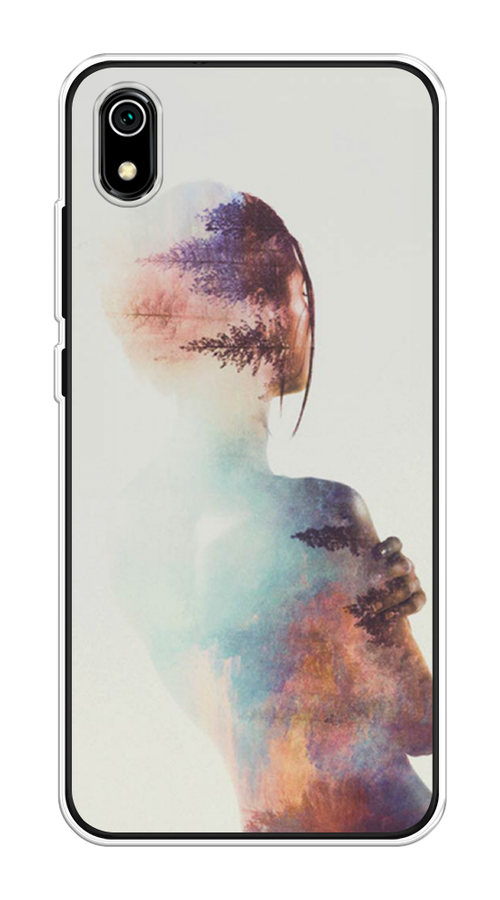 

Чехол на Xiaomi Redmi 7A "Девушка-лес", Розовый;голубой;серый, 35450-1